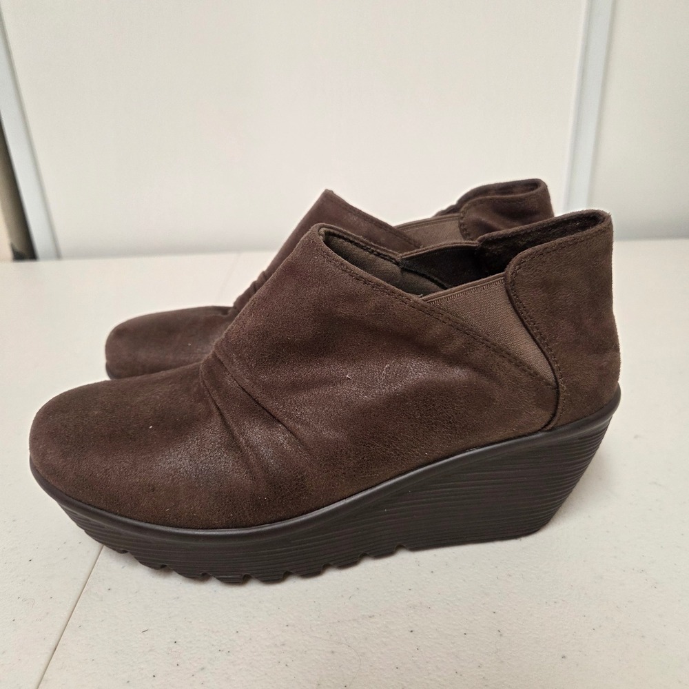 Wolky 44749 Womens Brown Faux Suede Wedge Ankle Booties Size 7 US 37 EUR